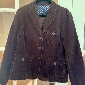 Lands' End Brown Corduroy Buttons Up Long Sleeve Jacket Women's 12